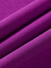 Vestido de mujer de cuello en V elegante con volantes en el bajo, vestido midi asimétrico/irregular de unicolor para ocasiones elegantes, bodas, oficina, uso diario, primavera/verano - Morado Violeta - Ver 9