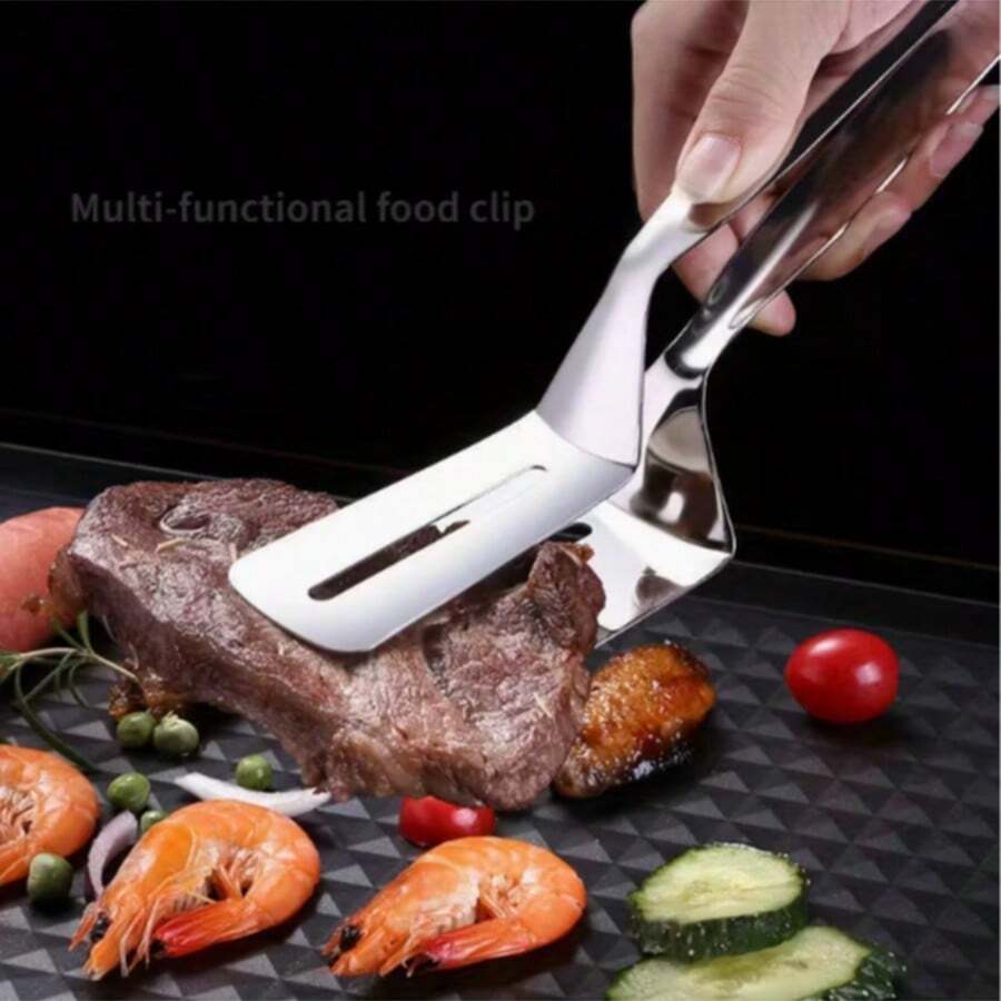 1 kẹp cá bằng thép không gỉ - Dụng cụ nhà bếp tiện dụng để lật cá, bít tết và các loại thực phẩm khác - Bền và dễ vệ sinh - Thích hợp cho gia đình và nhà hàng