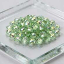 100pcs 8mm High Quality Glass Crystal Beads, Flat Round Loose Beads, Suitable For DIY Bracelet And Necklace Jewelry Making - Green - View 4