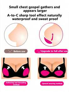 4/2片加厚胸垫，可贴于吊带背心或泳衣，心形提升胸型，透气，泡沫衬里，三角形胸垫 - 彩色 - 查看 5