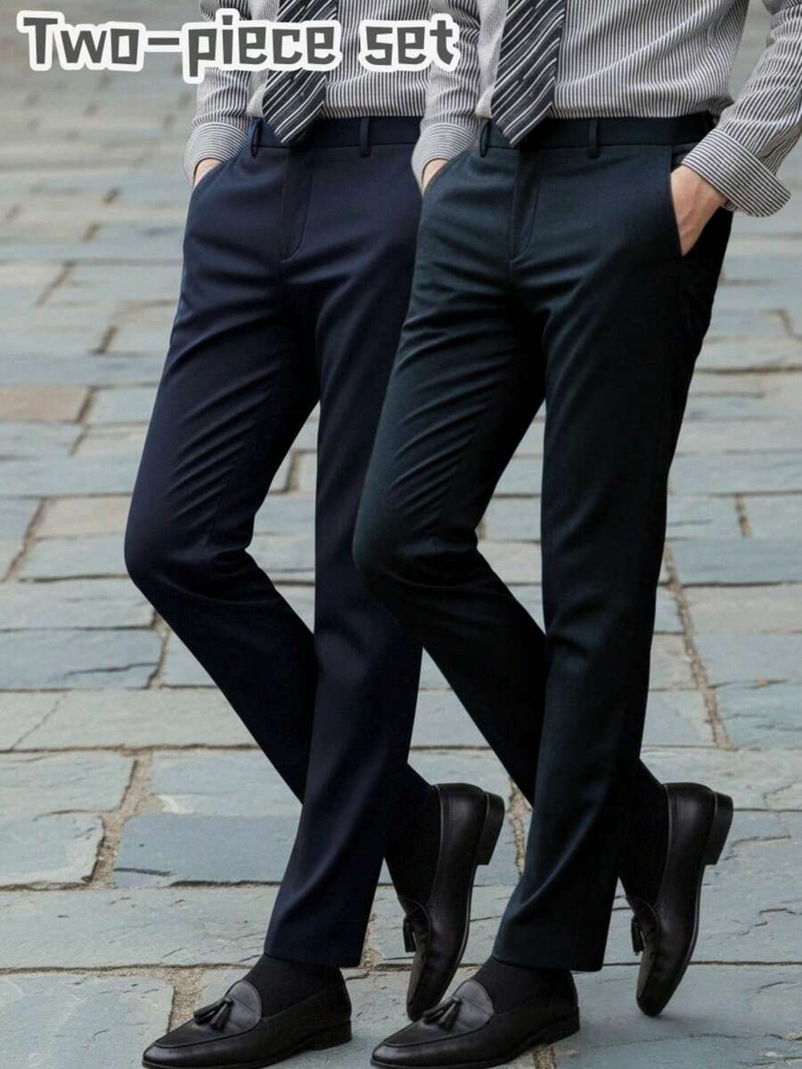 2 chiếc quần tây công sở nam, quần tây công sở co giãn, quần ống đứng đa năng phù hợp cho người đi làm. - Nhiều màu - Xem 1