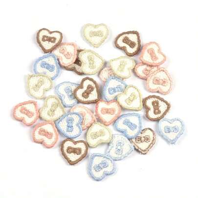 30片2厘米多色心形刺绣蕾丝布贴，手工DIY缝纫，适用于服装、帽子、珠宝、婚礼工艺品、装饰配件，不带背胶