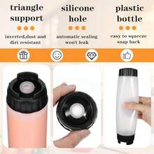 6 Pcs Inverted Ketchup Squeeze Bottle 16 Oz Refillable Condiment Squeeze Bottles Plastic Sauce Bottles Squeezes Tip Large Valve Dispenser For Restaurants Food Trucks Pancake Salad Squirt Black - 半透明,黑色蓋子 - 查看 3