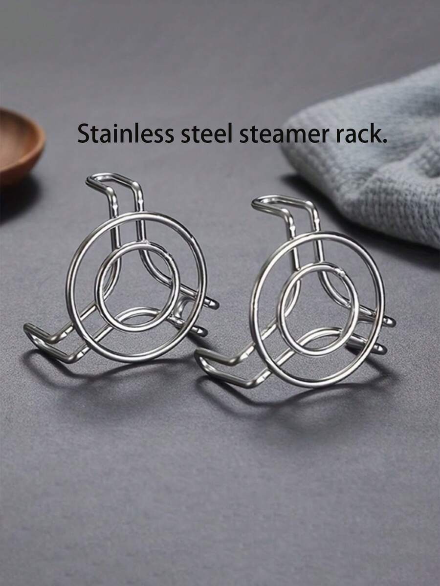 2pcs Stainless Steel Super Mini 2-Inch Steamer Rack, Suitable For Healthy Infuser, Bottles And Small Household Cookware. They Are An Ideal Choice For Steaming Small Portions Of Food, With A Portable Design For Outdoor Use. - Silver - View 1