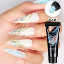 MEET ACROSS 20ml 固体延长胶，指甲加固聚合物，丙烯酸凝胶，闪粉，粉色 UV LED 固化凝胶，快速延长指甲 - 彩色 - 查看 12