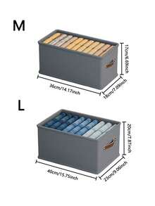 1/2个灰色布艺可折叠抽屉收纳盒，牛津布衣物整理箱，家用衣柜牛仔裤毛衣收纳盒（无隔板） - 灰色 - 查看 11