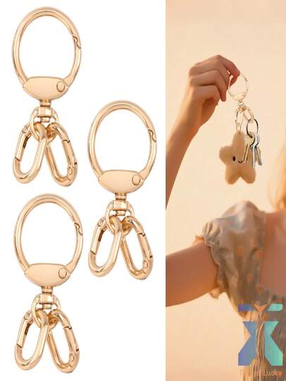 Multi-Functional Three-Way Metal Spring Buckle Clip, Wear-Resistant Alloy Keychain Accessory, 360° Rotating Lobster Claw Hook, Fashionable Adjustable Bag Strap Buckle. The Ultimate DIY And Bag Charm Accessory Set, Suitable For Creative Crafts, Bag
