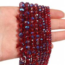 1 buah Manik Abacus Berfaset, Manik Kristal Pipih, Manik Lepas Aneka Warna, Manik Modis, Berwarna-warni, Lucu, Berlapis Elektroplating, Serbaguna, Cocok untuk DIY, Gelang, Kalung, Pembuatan Perhiasan, Tali Ponsel, Gantungan Kunci - Merah transparan semi-elektroplating - View 3