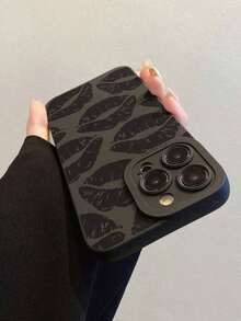 Lip Print Straight Edge Minimalist Design With Butterfly Chain White Shockproof Thick Phone Protective Case, Compatible With  15 XR/7/8,  15 Pro Max/12 Pro Max/13 Pro Max/14 Pro Max, 13, 14, 11, 12, 14, P11, P12, XS, XR, 7/8P, 7/8 Plus, A13 4G, A22, A21S, A51 4G, A52, S22 Ultra, A33 5G,  10,  Note 11 4G,  11 Lite, A53, A14, A23, S23 Ultra, S24, A14, A15, S23, A73, - style1 - 查看 5