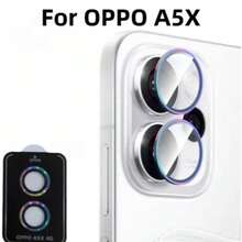 1pc Lens Protector, Compatible With OPPO A5/A5X/A5 Pro Metal Ring Tempered Glass Lens Protector, High Definition Independent Lens Protector, Scratch-Resistant And Wear-Resistant, Ultra-Thin Tempered Glass Lens Cover, 9H Tempered Glass Metal Camera Screen Protector, Easy Installation With Positioning Tool, Fashionable Phone Accessory, Compatible With Protective Case - Multicolor - View 9
