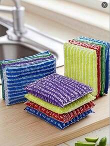 4pcs Kitchen Dishwashing Sponge - Does Not Hurt Pot Brush Pot Artifact, Double-Sided Cleaning Sponge Wipe, Scouring Pad - Cellulose & Sponge Material - For Everyday Kitchen Cleaning - Perfect Gift For Housewarming & Back To School,Kitchen Essentials, Creative Easter Gifts, Mother's Day Gifts,Cleaning Supplies. - 海綿百潔布清潔刷鍋 - 查看 1