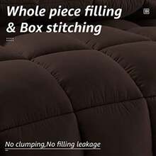 All Season Queen Size Bed Comforter - Cooling Goose Down Alternative Quilted Duvet Insert with Corner Tabs - Winter Warm - Machine Washable - Brown - Marrón - Ver 4