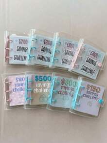 Un cuaderno de almacenamiento de efectivo que puede contener 100 billetes, con fotos de billetes y sellos, espacio de almacenamiento grande 1A6, carpeta de desafío de sobres, libro de desafío de ahorros con sobre, carpeta de desafío de ahorro en sobres para lograr con éxito sus objetivos de ahorro, organizador de hojas sueltas portátil multifuncional, suministros de estudio, de vuelta a la escuela - Multicolor - Ver 7