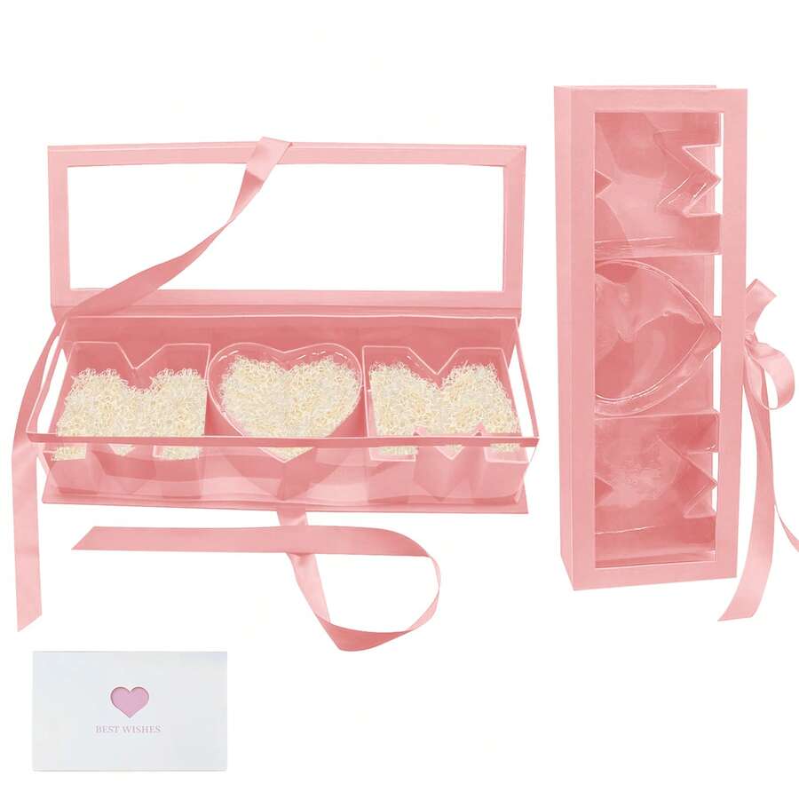 Caja de regalo con forma de corazón para el Día de la Madre, caja de embalaje rellenable con cinta, caja de cartón con forma de corazón rellenable para flores, regalo para bodas, cumpleaños, amor (rosa con ventana) - Ver 1