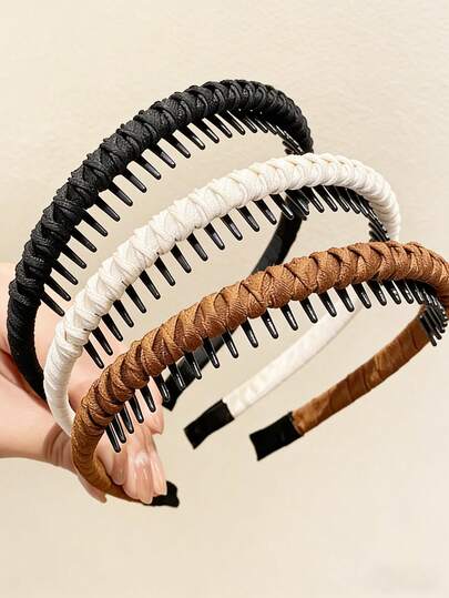2pcs High Crown Hair Hoop With Teeth, Non-Slip Wrap Headband, Elegant Versatile Hair Accessory Hair Band Hairband