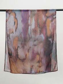 1条女士波西米亚水彩印花围巾，轻盈雪纺披肩，优雅百搭日常围巾（此款围巾采用单面印花雪纺面料，尺寸为70*180厘米。佩戴效果因人而异。请注意，我们不接受因材质或尺寸问题而提出的退货。） - 紅色 - 查看 13