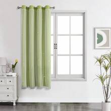 1pc Hollow Star Curtain, Polyester Lace Double-Layer Curtain, Darkening Curtain For Living Room & Bedroom, Cute Style - 淡綠 - 查看 22