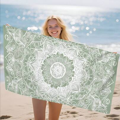 1 chiếc khăn tắm biển in họa tiết hoa cổ điển, mềm mại, thoải mái, nhẹ, thích hợp cho du lịch, bơi lội, lặn biển, lướt sóng, yoga, cắm trại và các phụ kiện bãi biển khác.