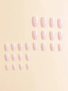 Bộ 24 miếng dán móng tay Sweet & Hot Girl Aurora màu hồng nhạt + 1 gel dán móng + 1 dụng cụ mài móng. - Hồng - Xem 4