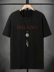 GiftNEOREFINED Camiseta De Hombre Con Hombros Caídos Y Estampado De Letra Y NúmeroSoft - Negro - Ver 3