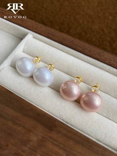 一套（2对）法式优雅珠光简约仿珍珠耳钉，适合日常佩戴、约会、派对、婚礼、订婚等场合。