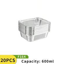 Hộp đựng thức ăn bằng giấy bạc nhôm vuông dùng một lần, hộp đựng bằng giấy bạc dày, hộp đựng đồ nướng, hộp đựng đồ ăn mang đi, hộp chịu nhiệt dùng trong lò nướng. - Bạc - Xem 11