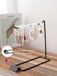 1/2pcs Metal Jewelry Display Rack, Miniature Landscape Iron Art Hanging Hook Necklace Earring Storage Organizer, Nail Art Fan-Shaped Showcase Holder - White - View 8