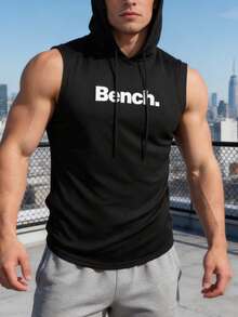 男士抽绳连帽运动背心、健身背心、背包、返校篮球服、男士慢跑裤、Y2K风格图案男士连帽衫 - 黑色 - 查看 1