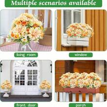 1束人造牡丹花束，搭配绣球花和大丽花，情人节礼物，生日派对装饰，婚礼花篮，新娘捧花，家居装饰，餐厅，卧室，窗台，花瓶装饰，新年装饰，户外花园，返校季 - 黃色6 - 查看 7