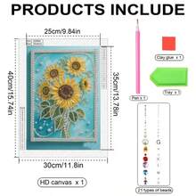 1 Stück 2D Flachdruck Neue Perlen Sonnenblume Diamant Malerei, DIY Handwerk Bohrung Dekor Malerei für Wohnzimmer, Schlafzimmer, Flur, 30x40 cm, inklusive Werkzeug, Anfängerfreundlich, Wohndekoration Geschenk, Lieferung, DIY Mosaik Handwerk, Geschenk für Freunde und Familie, geeignet für Schlafzimmer, Büro, Wohnzimmer - Schwarz und Weiss - Übersicht 4
