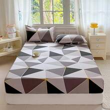 3pcs Printed Bedding Set (1 Fitted Sheet + 2 Pillowcases), Skin-Friendly Fabric Fitted Sheet Set Including Pillowcases, Without Filler, Home Bedding Set, Machine Washable - Diamond Grid - View 12