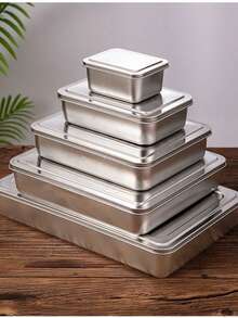 Stainless Steel Tiramisu Dish, Flat Square Tray, Rectangular Box With Lid, Steaming Cake Baking Tray, Serving Platter - Multicolor - View 6
