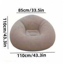 1pc Inflatable Sofa, Inflatable Lazy Sofa, PVC Single Spherical Sofa, Foldable Outdoor Leisure Sofa Chair (Bulk Goods With Gray And Black Bottoms, Shipped Randomly) - Khaki - View 2