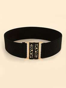 3pcs Women's Fashion Elegant Minimalist Elastic Waist Belt, Dress Trench Coat Matching Waistband, Elastic Band With Buckle - Multicolor - View 7