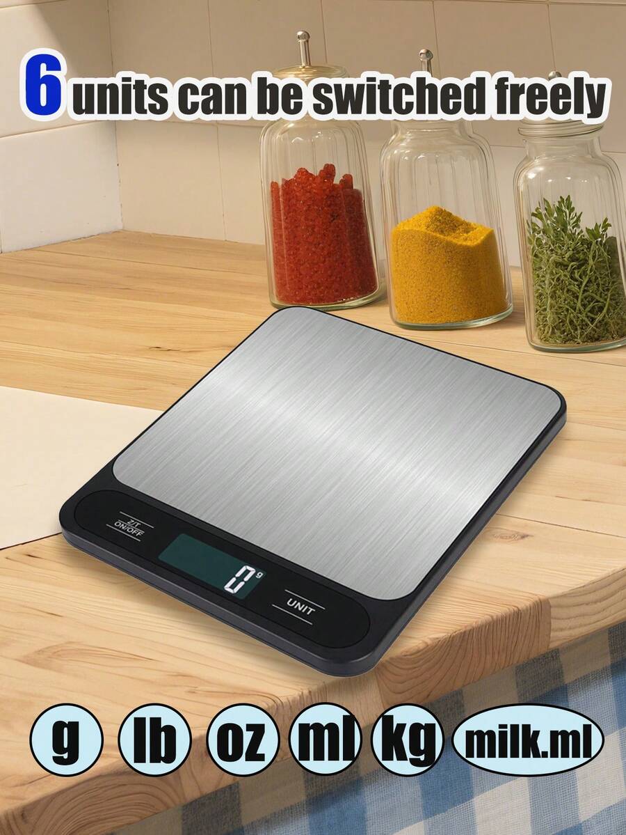 Professional Precision Kitchen Scale With A 10kg Capacity, Easy-To-Clean ABS Large Scale Surface, LCD Digital Display, Tare Function And Unit Switching. Suitable For Baking, Cooking, Ketogenic Diet, Meal Preparation, Coffee, Cooking Scale. Available In Black And White. Battery-Operated (Batteries Not Included). - Multicolor - View 1