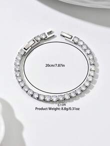 1 chiếc vòng tay đính đá sang trọng, thiết kế có thể điều chỉnh, với những hạt đá lấp lánh cao cấp giúp tôn lên vẻ ngoài của bạn. - Bạc A - Xem 8
