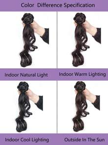 Băng đô búi tóc cao và buộc lệch bên cho nữ, tóc giả tổng hợp, tăng độ dày tự nhiên, kiểu hoa cài đầu, phù hợp cho phụ nữ sử dụng hàng ngày và các buổi tụ họp. - Nhiều màu - Xem 6