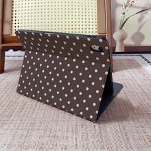1 Pc Aesthetic Brown Pink Polka Dot Print Book Style Protective Tablet Case With Pen Slot, Multi-Angle Magnetic Stand Cover With Auto Sleep/Wake, Compatible With IPad PRO/AIR, Compatible With SAMSUNG,Compatible With XIAOMI Pad 5/6/20 - Multicolor - View 7