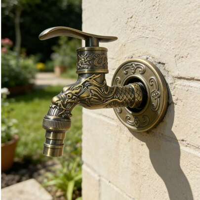 ก๊อกน้ำเย็นเดี่ยวติดผนังย้อนยุคสไตล์ยุโรป - วัสดุสเตนเลสสตีล, เหมาะสำหรับอ่างล้างจานในครัว, เครื่องซักผ้า, สวนกลางแจ้งและอุปกรณ์ห้องน้ำ