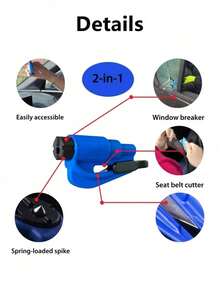 2-In-1 Emergency Safety Belt Cutter With Keychain, Hammer, Mini Fire Extinguisher, Car Escape Tool, Window Breaker, Portable Rescue Tool Keychain, Emergency Hammer, Car Emergency Escape Device Window Breaker, Multi-Function Emergency Window Glass Rescue Tool - Easily Break Glass And Cut Seatbelt In Emergency Situations, Cute Goth Y2K Style Student Car Accessories, Multi-Color - Multicolor - View 5