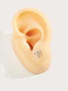 1pc Fashionable Minimalist Heart Lock Earrings, Suitable For Daily Wear - Heart - View 5