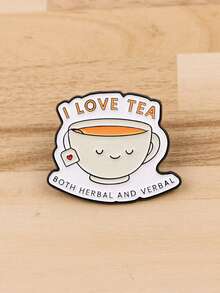 Cute Cartoon Tea Lover Slogan Creative Casual Versatile Cartoon Brooch Pin Badge - Water Cup - View 2