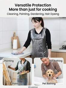 Tạp dề nhà bếp dùng một lần 65x95cm - Chống thấm nước và dầu mỡ, thích hợp cho việc chuẩn bị thực phẩm, nướng thịt hoặc vẽ tranh, thiết kế dùng một lần tiện lợi. - A - Xem 3