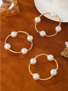3pcs Vintage Faux Pearl Bracelet Set, European And American Style, Suitable For Women's Beach, Dating, Fashion Shooting, Holiday Decoration, Charming Jewelry Gift - Charming Bracelet - View 8