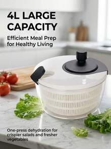 1-Piece Manual Vegetable Dehydrator With Rotating Handle, Durable ABS Material, Perfect For Quickly Preparing Salads And Removing Moisture From Vegetables. No Electricity Required. - One Size Fits All - View 1