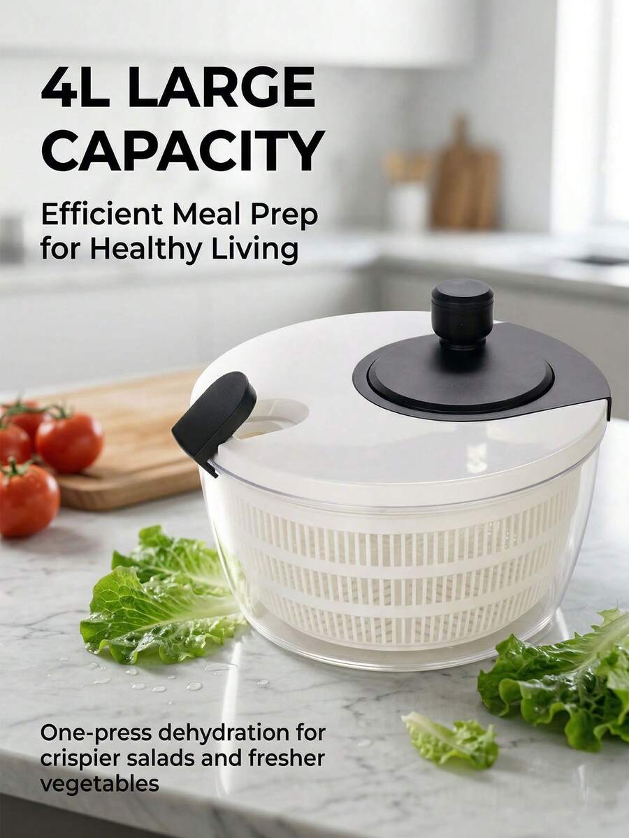 1-Piece Manual Vegetable Dehydrator With Rotating Handle, Durable ABS Material, Perfect For Quickly Preparing Salads And Removing Moisture From Vegetables. No Electricity Required. - One Size Fits All - View 1