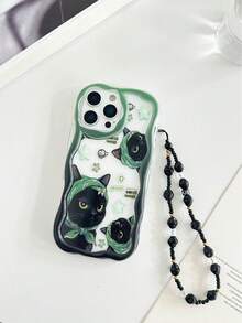 奶油色波浪边亮面猫咪彩绘防摔手机壳，配串珠手链配件，兼容 17 Pro/17 Air/17/17 Pro Max/16/11/16 Pro/16 Plus/16 Pro Max/16 e/15 Pro Max/13/14/12/XS/XR/7G/8P，Galaxy A17/A07/S26/S26 Plus/S26 Ultra/S25/S25 Plus/S25 Ultra/A16/A36，11/12 Pro/12/12 X/13 Pro/14 Pro/15 Pro，10/9/Note9/12c/Note11 Pro/Note8 Pro，国际版，非国内版 - 彩色 - 查看 6