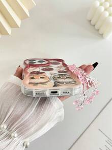 奶油色波浪边亮面樱桃猫彩绘防摔手机壳，配串珠手链配件，兼容 17 Pro/17 Air/17/17 Pro Max/16/11/16 Pro/16 Plus/16 Pro Max/16 e/15 Pro Max/13/14/12/XS/XR/7G/8P，Galaxy A17/A07/S26/S26 Plus/S26 Ultra/S25/S25 Plus/S25 Ultra/A16/A36，11/12 Pro/12/12 X/13 Pro/14 Pro/15 Pro，10/9/Note9/12c/Note11 Pro/Note8 Pro - 彩色 - 查看 5