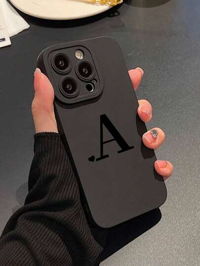 Heart Minimalist Black Matte Phone Case With Letter "A" & Heart Design Compatible With IPhone 13/11/17/17pro/16/14/15/15pro/15 Plus/15 Promax/7plus/8plus/X/Xs Max/Xr/11pro/12pro/13pro/14pro/12mini/13mini/11promax/12promax/13promax/14promax/14plus/17pro Max/17Air/6/6s Plus/7/8/16Pro/16plus/16promax/Se2/17promax&Compatible With Samsung Galaxy/A54/A14/A12/A13/A15/A32/A33/A24/A52S/S20/S21/S22/S23/S24/S23Plus/S24ultra/S25/A15/A33/A23