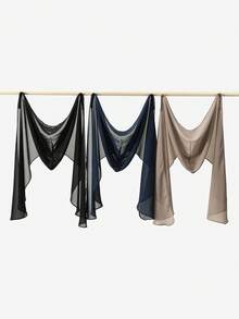 1pc Women's Chiffon Headscarf With Magnetic Clasp, All-In-One Premium Chiffon Hood, Lightweight & Breathable, Suitable For All Seasons - Multicolor - View 2